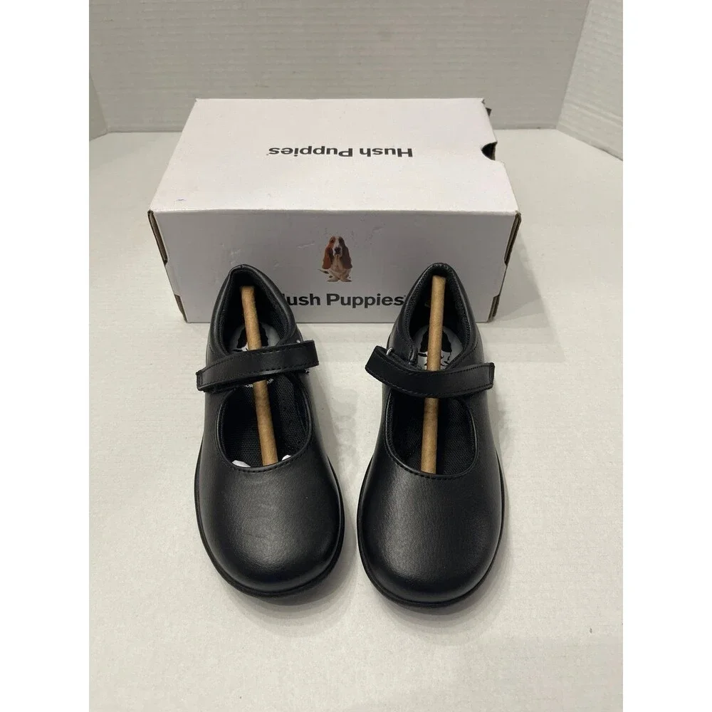 Hush Puppies Kids Lexi Shoes Black Leather Size 9.5 New In Box